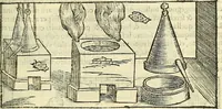 An illustration from De la pirotechnia : Libri X. doue ampiamente si tratta non solo di ogni sorte & diuersita di miniere, ma anchora quanto si ricerca intorno à la prattica di quelle cose di quel che si appartiene à l'arte de la fusione ouer gitto de metalli come d'ogni altra cosa simile à questa (1540)