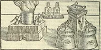 An illustration from De la pirotechnia : Libri X. doue ampiamente si tratta non solo di ogni sorte & diuersita di miniere, ma anchora quanto si ricerca intorno à la prattica di quelle cose di quel che si appartiene à l'arte de la fusione ouer gitto de metalli come d'ogni altra cosa simile à questa (1540)