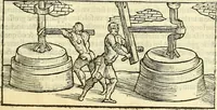 An illustration from De la pirotechnia : Libri X. doue ampiamente si tratta non solo di ogni sorte & diuersita di miniere, ma anchora quanto si ricerca intorno à la prattica di quelle cose di quel che si appartiene à l'arte de la fusione ouer gitto de metalli come d'ogni altra cosa simile à questa (1540)