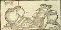 An illustration from De la pirotechnia : Libri X. doue ampiamente si tratta non solo di ogni sorte & diuersita di miniere, ma anchora quanto si ricerca intorno à la prattica di quelle cose di quel che si appartiene à l'arte de la fusione ouer gitto de metalli come d'ogni altra cosa simile à questa (1540)