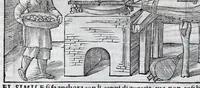Picture 9 of 43 from De la pirotechnia libri X. : dove ampiamente si tratta non solo di ogni sorte & diuersita di miniere, ma anchora quanto si ricerca intorno à la prattica di quelle cose, di quel che si appartiene à l'arte de la fusione, ouer gitto de metalli, come d'ogni altra cosa simile à questa (1540), leaf 140