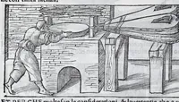Picture 10 of 43 from De la pirotechnia libri X. : dove ampiamente si tratta non solo di ogni sorte & diuersita di miniere, ma anchora quanto si ricerca intorno à la prattica di quelle cose, di quel che si appartiene à l'arte de la fusione, ouer gitto de metalli, come d'ogni altra cosa simile à questa (1540), leaf 140