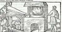 An illustration from De la pirotechnia libri X. : dove ampiamente si tratta non solo di ogni sorte & diuersita di miniere, ma anchora quanto si ricerca intorno à la prattica di quelle cose, di quel che si appartiene à l'arte de la fusione, ouer gitto de metalli, come d'ogni altra cosa simile à questa (1540)