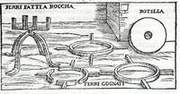 Picture 18 of 43 from De la pirotechnia libri X. : dove ampiamente si tratta non solo di ogni sorte & diuersita di miniere, ma anchora quanto si ricerca intorno à la prattica di quelle cose, di quel che si appartiene à l'arte de la fusione, ouer gitto de metalli, come d'ogni altra cosa simile à questa (1540), leaf 209