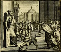 Picture 10 of 59 from De leermeester der zeden, vertoond in Horatius zinnebeelden, lierzangen, enz., Lof van 't landleven, en Bespiegeling op 't leven der menschen, verbeeld in de vier getyden des jaars. Met veele uitmuntende verzen vermeerderd (1781), leaf 24