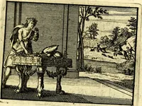 Picture 52 of 59 from De leermeester der zeden, vertoond in Horatius zinnebeelden, lierzangen, enz., Lof van 't landleven, en Bespiegeling op 't leven der menschen, verbeeld in de vier getyden des jaars. Met veele uitmuntende verzen vermeerderd (1781), leaf 338