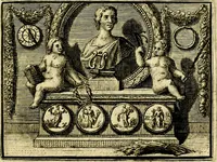 Picture 2 of 59 from De leermeester der zeden, vertoond in Horatius zinnebeelden, lierzangen, enz., Lof van 't landleven, en Bespiegeling op 't leven der menschen, verbeeld in de vier getyden des jaars. Met veele uitmuntende verzen vermeerderd (1781), leaf 4