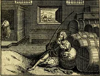 Picture 19 of 59 from De leermeester der zeden, vertoond in Horatius zinnebeelden, lierzangen, enz., Lof van 't landleven, en Bespiegeling op 't leven der menschen, verbeeld in de vier getyden des jaars. Met veele uitmuntende verzen vermeerderd (1781), leaf 42