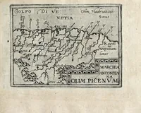 An illustration from Deliciae Italiae et index viatorius : indicans itinera ab vrbe Roma ad omnes in Italia, aliquas quoque extra Italiam civitates et oppida : quorum indicantur deliciae, sive quid in eorum singulis delicati, rari visuque digni sit : nempe templa ob structuram magnifica, delubra ob artem spectanda, palatia aedificiaque ob amplitudinem praeclara, picturae excellentium artificium, statuae eleganter sculptae, quicquid praeterea vbique in Italia, vel antiquitate rarum vel arte praeclarum est ... : huic libello visum fuit addere tabellas geographicas Italiae aliquarumque circa ipsam insularum ... (1603)