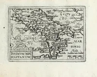 An illustration from Deliciae Italiae et index viatorius : indicans itinera ab vrbe Roma ad omnes in Italia, aliquas quoque extra Italiam civitates et oppida : quorum indicantur deliciae, sive quid in eorum singulis delicati, rari visuque digni sit : nempe templa ob structuram magnifica, delubra ob artem spectanda, palatia aedificiaque ob amplitudinem praeclara, picturae excellentium artificium, statuae eleganter sculptae, quicquid praeterea vbique in Italia, vel antiquitate rarum vel arte praeclarum est ... : huic libello visum fuit addere tabellas geographicas Italiae aliquarumque circa ipsam insularum ... (1603)