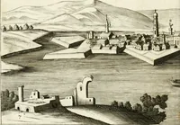 An illustration from Delineatio provinciarum Pannoniae et Imperii Turcici in Oriente : eine grundrichtige Beschreibung dess ganzen Aufgangs, sonderlich aber dess hochlöblichen Königreichs Ungarn, und der ganzen Türckey ... (1684)