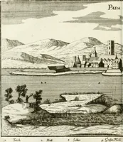 An illustration from Delineatio provinciarum Pannoniae et Imperii Turcici in Oriente : eine grundrichtige Beschreibung dess ganzen Aufgangs, sonderlich aber dess hochlöblichen Königreichs Ungarn, und der ganzen Türckey ... (1684)