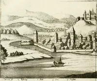 An illustration from Delineatio provinciarum Pannoniae et Imperii Turcici in Oriente : eine grundrichtige Beschreibung dess ganzen Aufgangs, sonderlich aber dess hochlöblichen Königreichs Ungarn, und der ganzen Türckey ... (1684)