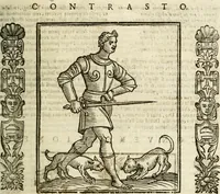 Picture 76 of 333 from Della nouissima Iconologia di Cesare Ripa Perugino Caualier de SS. Mauritio & Lazzaro : parte prima [-terza] : nella quale si descriuono diuerse imagini di virtu, vitij, affetti, passioni humane, arti, discipline, humori, elementi, corpi celesti, prouincie d'Italia, fiumi tutte parte del mondo, & altre infinite materie : opera utile ad oratori, predicatori, poeti, pittori, scultori, disegnatori, & ad'ogni studioso : per inuentar concetti, emblemi, ed'imprese, per diuisare qual si voglia apparato nutiale, funerale, trionsale : per rappresentar poemi drammatici, e per figurare co' suoi proprij simboli ciò che può cadere in pensiero humano : ampliata in quest' ultima editione non solo dallostesso auttore di trecento e cinquantadue imagini con molti discorsi pieni di varia eruditione & con molti indici copiosi (1625), leaf 194