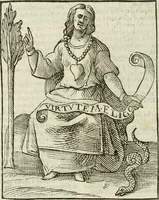 An illustration from Della nouissima Iconologia di Cesare Ripa Perugino Caualier de SS. Mauritio & Lazzaro : parte prima [-terza] : nella quale si descriuono diuerse imagini di virtu, vitij, affetti, passioni humane, arti, discipline, humori, elementi, corpi celesti, prouincie d'Italia, fiumi tutte parte del mondo, & altre infinite materie : opera utile ad oratori, predicatori, poeti, pittori, scultori, disegnatori, & ad'ogni studioso : per inuentar concetti, emblemi, ed'imprese, per diuisare qual si voglia apparato nutiale, funerale, trionsale : per rappresentar poemi drammatici, e per figurare co' suoi proprij simboli ciò che può cadere in pensiero humano : ampliata in quest' ultima editione non solo dallostesso auttore di trecento e cinquantadue imagini con molti discorsi pieni di varia eruditione & con molti indici copiosi (1625)