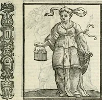An illustration from Della nouissima Iconologia di Cesare Ripa Perugino Caualier de SS. Mauritio & Lazzaro : parte prima [-terza] : nella quale si descriuono diuerse imagini di virtu, vitij, affetti, passioni humane, arti, discipline, humori, elementi, corpi celesti, prouincie d'Italia, fiumi tutte parte del mondo, & altre infinite materie : opera utile ad oratori, predicatori, poeti, pittori, scultori, disegnatori, & ad'ogni studioso : per inuentar concetti, emblemi, ed'imprese, per diuisare qual si voglia apparato nutiale, funerale, trionsale : per rappresentar poemi drammatici, e per figurare co' suoi proprij simboli ciò che può cadere in pensiero humano : ampliata in quest' ultima editione non solo dallostesso auttore di trecento e cinquantadue imagini con molti discorsi pieni di varia eruditione & con molti indici copiosi (1625)
