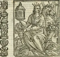 An illustration from Della nouissima Iconologia di Cesare Ripa Perugino Caualier de SS. Mauritio & Lazzaro : parte prima [-terza] : nella quale si descriuono diuerse imagini di virtu, vitij, affetti, passioni humane, arti, discipline, humori, elementi, corpi celesti, prouincie d'Italia, fiumi tutte parte del mondo, & altre infinite materie : opera utile ad oratori, predicatori, poeti, pittori, scultori, disegnatori, & ad'ogni studioso : per inuentar concetti, emblemi, ed'imprese, per diuisare qual si voglia apparato nutiale, funerale, trionsale : per rappresentar poemi drammatici, e per figurare co' suoi proprij simboli ciò che può cadere in pensiero humano : ampliata in quest' ultima editione non solo dallostesso auttore di trecento e cinquantadue imagini con molti discorsi pieni di varia eruditione & con molti indici copiosi (1625)