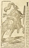 An illustration from Della officina istorica / Nella quale si spiegano essempi notabilissimi, antichi, & moderni, à virtù, & à diffetto pertinenti. Dà quali può ageuolmente il professore di lettere, e d'armi, lo studioso d'istoria, di poesia, di costumi, e di cose varie, il curioso ancora può trarre vtilità per corregere non pur i mancamenti altrui, ma i proprij, e d'incaminarsi nella strada delle virtù. Con vna aggiunta non più stampata di accidenti seguiti, & per hauere alcuni finto temerariamente la persona altrui, e d'altri casi successi in diuersi tempi (1622)