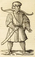 An illustration from Della officina istorica / Nella quale si spiegano essempi notabilissimi, antichi, & moderni, à virtù, & à diffetto pertinenti. Dà quali può ageuolmente il professore di lettere, e d'armi, lo studioso d'istoria, di poesia, di costumi, e di cose varie, il curioso ancora può trarre vtilità per corregere non pur i mancamenti altrui, ma i proprij, e d'incaminarsi nella strada delle virtù. Con vna aggiunta non più stampata di accidenti seguiti, & per hauere alcuni finto temerariamente la persona altrui, e d'altri casi successi in diuersi tempi (1622)