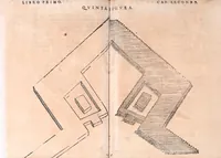Picture 7 of 28 from Dell'arte militare libri cinqve : ne' qvali si tratta il modo di fortificare, offeendere [sic], et diffendere vna fortezza : et l'ordine come si debbano fare gli alloggiamenti campali & formare le battaglie : et nell'vltimo l'essamine de' bombardieri, & di far fuochi arteficiati (1584), leaf 65