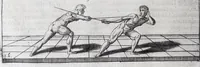 Picture 37 of 55 from Della vera pratica & scienza d'armi libri due : nel primo de quali si tratta li fondamenti della spada sola, le raggioni di spada e pugnale, & di spada e cappa : nel secondo, si dà regole per ferire il nemico subito posto mano alla spada, altre di cosi subita rissolutione con spada e pugnale, & altre ancora per ferire senza fermarsi con spada e pugnale : il tutto in questa seconda editione non solo descritto ma rappresentato alla vista da cento e nouantacinque figure di rame diligentissimamente intagliate (1624), leaf 174