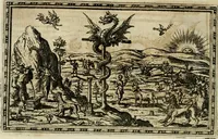 An illustration from Delle allvsioni, imprese, et emblemi del Sig. Principio Fabricii da Teramo sopra la vita, opere, et attioni di Gregorio XIII pontefice massimo, libri VI : nei quali sotto l'allegoria del drago, arme del detto pontefice, si descriue anco la uera forma d'un principe Christiano .. (1588)