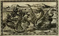 An illustration from Delle allvsioni, imprese, et emblemi del Sig. Principio Fabricii da Teramo sopra la vita, opere, et attioni di Gregorio XIII pontefice massimo, libri VI : nei quali sotto l'allegoria del drago, arme del detto pontefice, si descriue anco la uera forma d'un principe Christiano .. (1588)