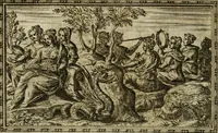 An illustration from Delle allvsioni, imprese, et emblemi del Sig. Principio Fabricii da Teramo sopra la vita, opere, et attioni di Gregorio XIII pontefice massimo, libri VI : nei quali sotto l'allegoria del drago, arme del detto pontefice, si descriue anco la uera forma d'un principe Christiano .. (1588)