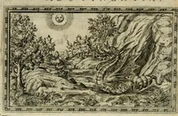 An illustration from Delle allvsioni, imprese, et emblemi del Sig. Principio Fabricii da Teramo sopra la vita, opere, et attioni di Gregorio XIII pontefice massimo, libri VI : nei quali sotto l'allegoria del drago, arme del detto pontefice, si descriue anco la uera forma d'un principe Christiano .. (1588)