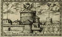 An illustration from Delle allvsioni, imprese, et emblemi del Sig. Principio Fabricii da Teramo sopra la vita, opere, et attioni di Gregorio XIII pontefice massimo, libri VI : nei quali sotto l'allegoria del drago, arme del detto pontefice, si descriue anco la uera forma d'un principe Christiano .. (1588)