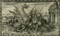 An illustration from Delle allvsioni, imprese, et emblemi del Sig. Principio Fabricii da Teramo sopra la vita, opere, et attioni di Gregorio XIII pontefice massimo, libri VI : nei quali sotto l'allegoria del drago, arme del detto pontefice, si descriue anco la uera forma d'un principe Christiano .. (1588)