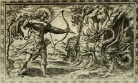An illustration from Delle allvsioni, imprese, et emblemi del Sig. Principio Fabricii da Teramo sopra la vita, opere, et attioni di Gregorio XIII pontefice massimo, libri VI : nei quali sotto l'allegoria del drago, arme del detto pontefice, si descriue anco la uera forma d'un principe Christiano .. (1588)
