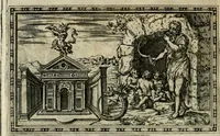 An illustration from Delle allvsioni, imprese, et emblemi del Sig. Principio Fabricii da Teramo sopra la vita, opere, et attioni di Gregorio XIII pontefice massimo, libri VI : nei quali sotto l'allegoria del drago, arme del detto pontefice, si descriue anco la uera forma d'un principe Christiano .. (1588)