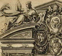 An illustration from Delle allvsioni, imprese, et emblemi del Sig. Principio Fabricii da Teramo sopra la vita, opere, et attioni di Gregorio XIII pontefice massimo, libri VI : nei quali sotto l'allegoria del drago, arme del detto pontefice, si descriue anco la uera forma d'un principe Christiano .. (1588)