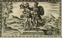 An illustration from Delle allvsioni, imprese, et emblemi del Sig. Principio Fabricii da Teramo sopra la vita, opere, et attioni di Gregorio XIII pontefice massimo, libri VI : nei quali sotto l'allegoria del drago, arme del detto pontefice, si descriue anco la uera forma d'un principe Christiano .. (1588)