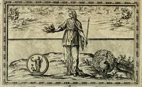 An illustration from Delle allvsioni, imprese, et emblemi del Sig. Principio Fabricii da Teramo sopra la vita, opere, et attioni di Gregorio XIII pontefice massimo, libri VI : nei quali sotto l'allegoria del drago, arme del detto pontefice, si descriue anco la uera forma d'un principe Christiano .. (1588)
