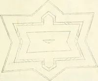 An illustration from Delle fortificationi di Bvonaivto Lorini, nobile fiorentino, libri cinque : ne' qvali si mostra con le piv facili regole la scienza con la pratica, di fortificare le citta & altri luoghi sopra diuersi siti, con tvtti gli avvertimenti, che per intelligenza di tal materia possono occorrere .. (1597)