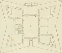 An illustration from Delle fortificationi di Bvonaivto Lorini, nobile fiorentino, libri cinque : ne' qvali si mostra con le piv facili regole la scienza con la pratica, di fortificare le citta & altri luoghi sopra diuersi siti, con tvtti gli avvertimenti, che per intelligenza di tal materia possono occorrere .. (1597)