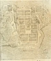 An illustration from Delle fortificationi di Bvonaivto Lorini, nobile fiorentino, libri cinque : ne' qvali si mostra con le piv facili regole la scienza con la pratica, di fortificare le citta & altri luoghi sopra diuersi siti, con tvtti gli avvertimenti, che per intelligenza di tal materia possono occorrere .. (1597)