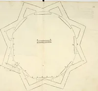 An illustration from Delle fortificationi di Bvonaivto Lorini, nobile fiorentino, libri cinque : ne' qvali si mostra con le piv facili regole la scienza con la pratica, di fortificare le citta & altri luoghi sopra diuersi siti, con tvtti gli avvertimenti, che per intelligenza di tal materia possono occorrere .. (1597)