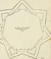 An illustration from Delle fortificationi di Bvonaivto Lorini, nobile fiorentino, libri cinque : ne' qvali si mostra con le piv facili regole la scienza con la pratica, di fortificare le citta & altri luoghi sopra diuersi siti, con tvtti gli avvertimenti, che per intelligenza di tal materia possono occorrere .. (1597)