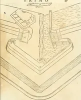 An illustration from Delle fortificationi di Bvonaivto Lorini, nobile fiorentino, libri cinque : ne' qvali si mostra con le piv facili regole la scienza con la pratica, di fortificare le citta & altri luoghi sopra diuersi siti, con tvtti gli avvertimenti, che per intelligenza di tal materia possono occorrere .. (1597)