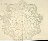 An illustration from Delle fortificationi di Bvonaivto Lorini, nobile fiorentino, libri cinque : ne' qvali si mostra con le piv facili regole la scienza con la pratica, di fortificare le citta & altri luoghi sopra diuersi siti, con tvtti gli avvertimenti, che per intelligenza di tal materia possono occorrere .. (1597)