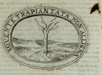 An illustration from Dell'imprese di Scipion Bargagli, gentil'hvomo sanese. Alla prima parte, la seconda e la terza nuovamente aggiunte, dove doppo tutte l'opere cosi scritte a penna, come stampate, ch'egli potuto ha leggendo vedere di coloro, che della materia dell'imprese hanno parlato; della vera natura di quelle si ragiona (1594)