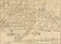 An illustration from De l'origine des bovrgongnons, et antiqvité des estats de Bovrgongne, devx livres : plus, des antiquitez d'Autun, liure 1 : de Chalon, 2 : de Mascon, 3 : de l'abbaye & ville de Tournus, 1 (1581)
