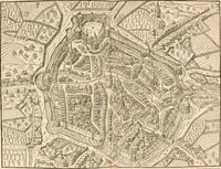An illustration from De l'origine des bovrgongnons, et antiqvité des estats de Bovrgongne, devx livres : plus, des antiquitez d'Autun, liure 1 : de Chalon, 2 : de Mascon, 3 : de l'abbaye & ville de Tournus, 1 (1581)