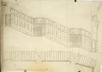 An illustration from Descripcion del Real Monasterio de San Lorenzo de el Escorial : vnica maravilla del mundo, fabrica de el prudentissimo rey Filipo Segundo, coronada por el catolico rey Filipo IV el Grande, con la magestuosa obra del Pantheon, y translacion de los cuerpos reales, reedificada por nuestro rey y señor Carlos II despues del incendio, y nuevamente exhornada con las excelentes pinturas de Lucas Jordan (1698)