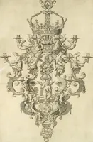 An illustration from Descripcion del Real Monasterio de San Lorenzo de el Escorial : vnica maravilla del mundo, fabrica de el prudentissimo rey Filipo Segundo, coronada por el catolico rey Filipo IV el Grande, con la magestuosa obra del Pantheon, y translacion de los cuerpos reales, reedificada por nuestro rey y señor Carlos II despues del incendio, y nuevamente exhornada con las excelentes pinturas de Lucas Jordan (1698)