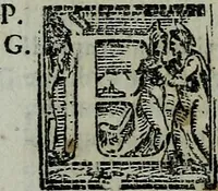 An illustration from Ragionamenti del sig. cavaliere Giorgio Vasari, pittore et architetto aretino, sopra le inuentioni da lui dipinte in Firenze nel palazzo di Loro Altezze serenissime. Con lo illustriss. & eccellentiss. signor don Francesco Medici, allora principe de Firenze. Insieme con la inuentione della pittura da lui cominciata nella cvpola. Con due tauole, vna delle cose piu notabili, & l'altra delli huomini illustri, che sono ritratti e nominati in quest' opera (1588)