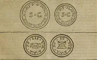 An illustration from De monetis, et re nvmaria, libri dvo... His accesservnt tractatuvs varii ... necnon consilia ... tam veterum quàm neotericorum authorum, qui de monetis ... scripserunt .. (1591)